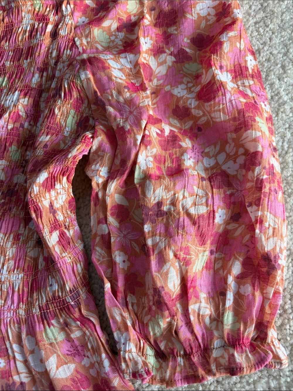 Nanette Lepore Floral Smocked Square-Neck Top - Pink - Picture 9 of 11
